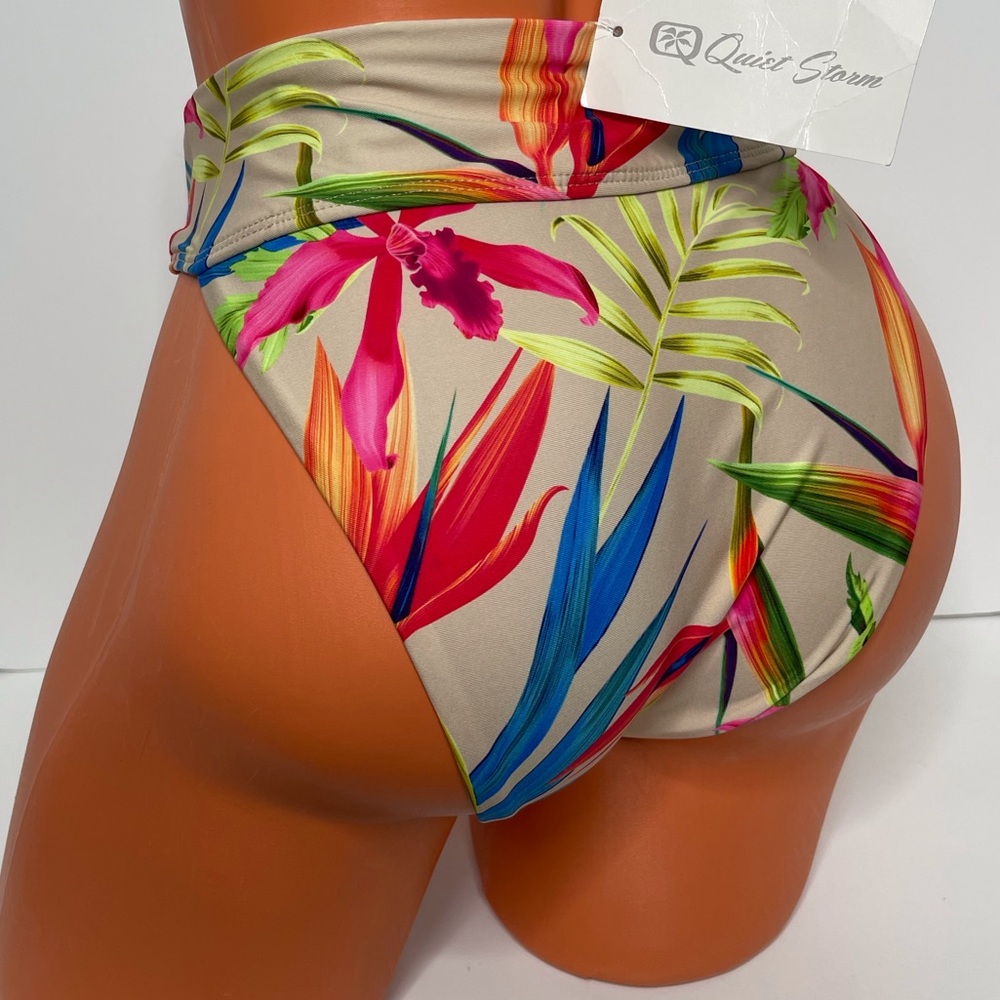 NWT VYB XS M L Summer Feels Bikini Bottom V-Cut Waistband Floral Tummy-control